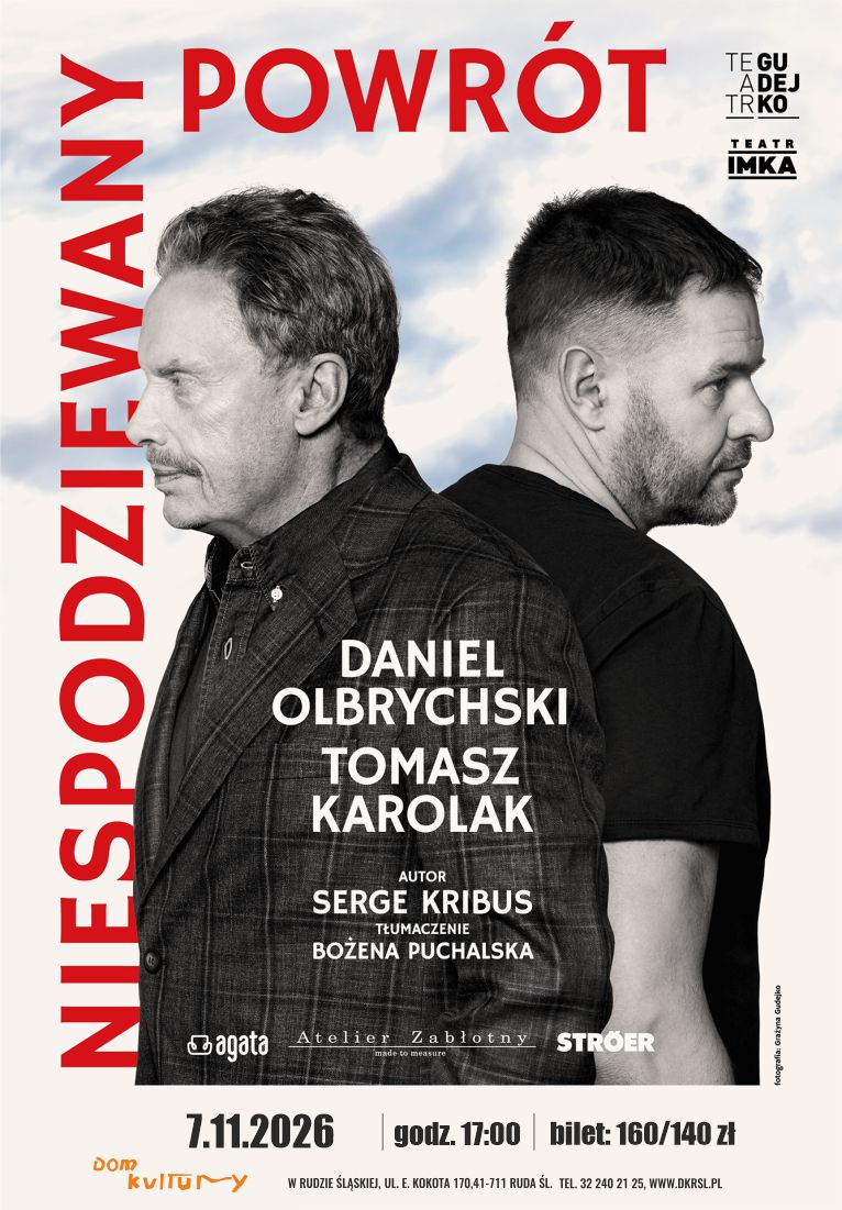 Plakat. Na fotografii Daniel Olbrychski i Tomasz Karolak