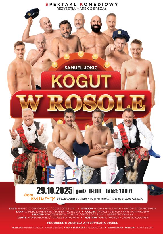 Plakat. Na fotografii aktorzy spektaklu 