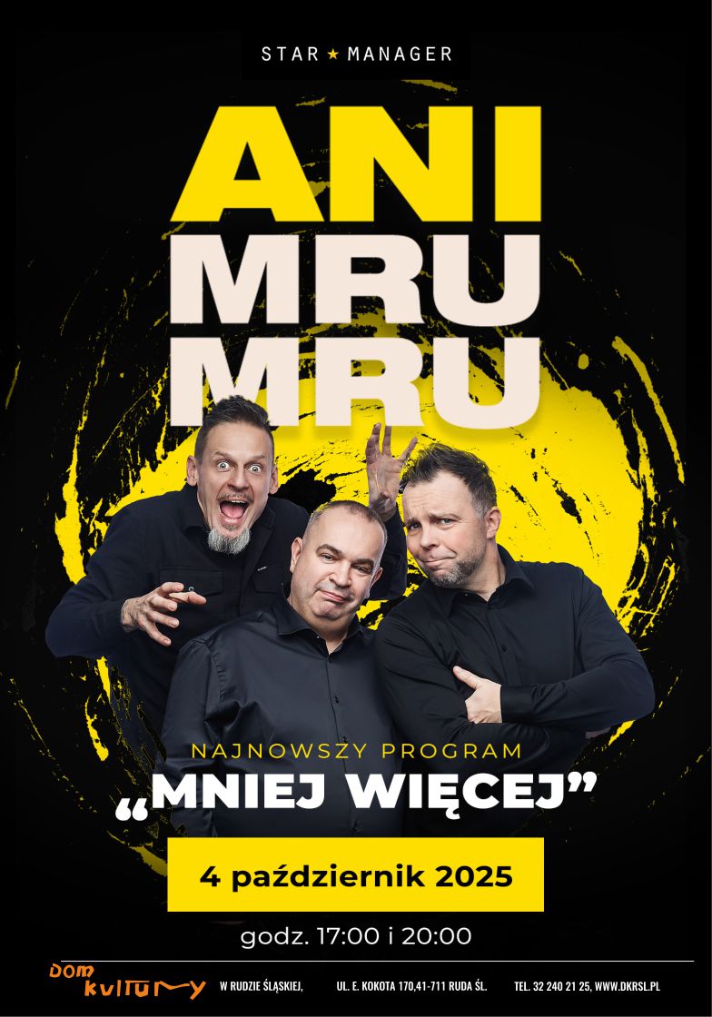 Plakat. Artyści kabaretu Ani mru Mru na fotografii.