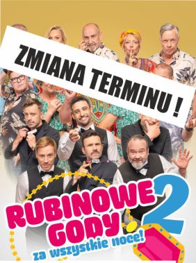 Plakat. Aktorzy spektaklu Rubinowe Gody na fotografii.Plakat. Aktorzy spektaklu Rubinowe Gody na fotografii.