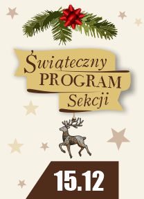 Grafika dekoracyjna. Kremowe tło, gwiazdki i wiszący na gałązce choinki jeleń.