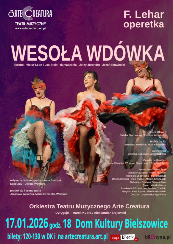 Grafika. Na fioletowym tle fotografie artystek.